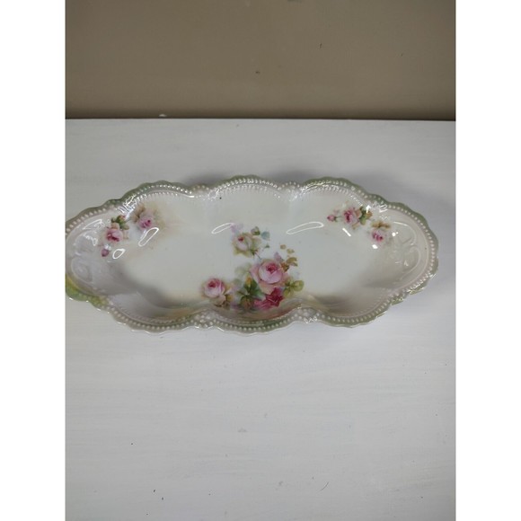 Vintage Leuchtenburg Germany Porcelain Celery Dish with Beautiful Luster Finish - Picture 2 of 8